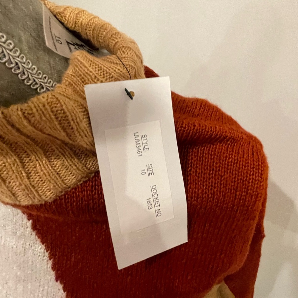 Colorblock Sweater - Red, White, Tan- Brand New.  UK10/US6 - Picture 7 of 12